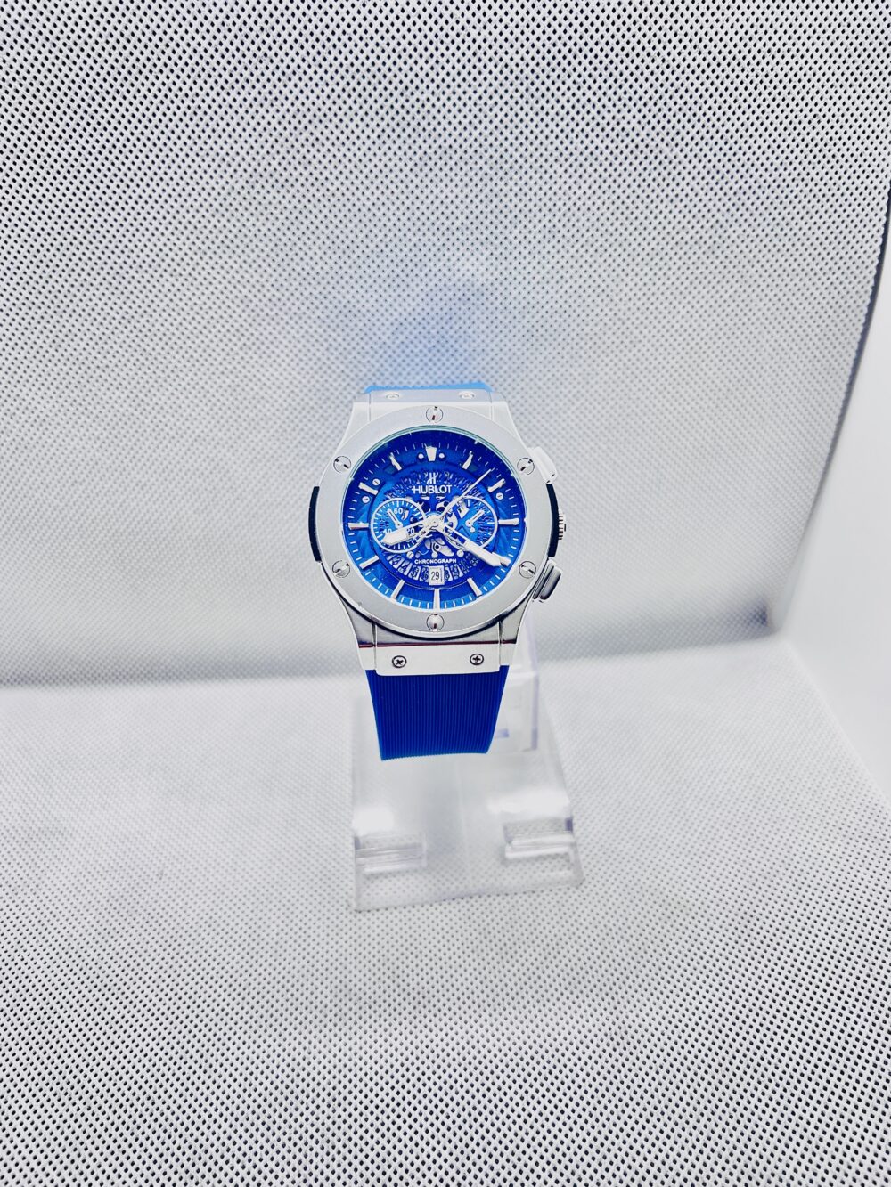 Hublot Skeleton Blue Dial with Slicon strape