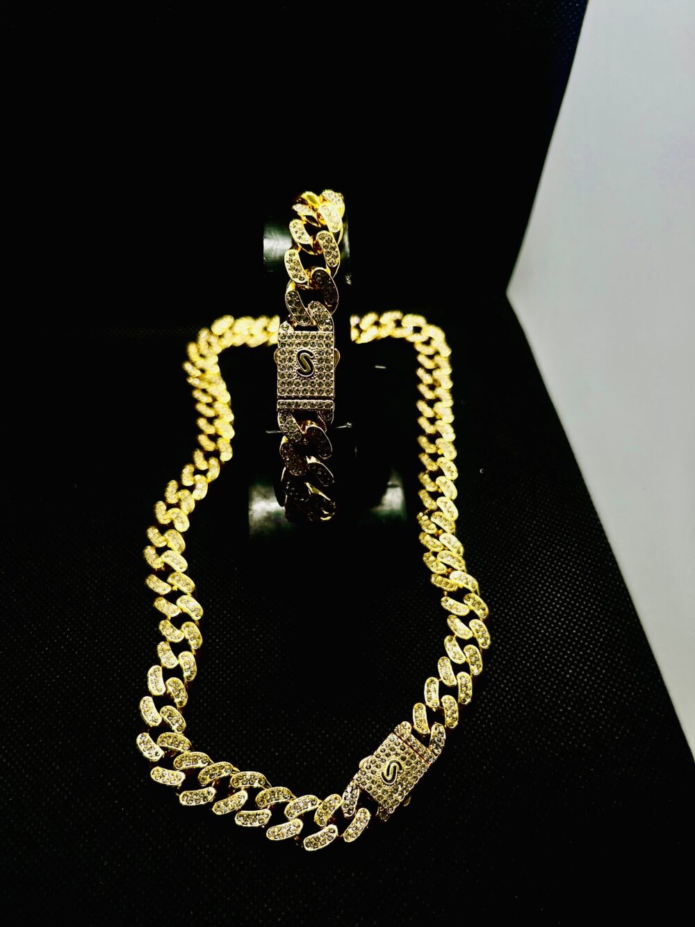 Monaco Gold Chain Necklace and Bracelet Set