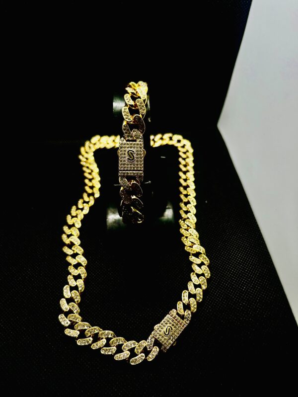 Monaco Gold Chain Necklace and Bracelet Set