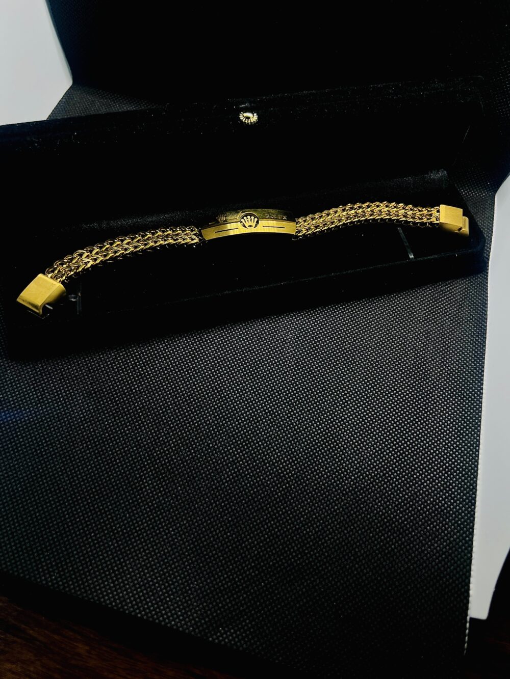 Rolex Bracelet Golden Woven Chain Design