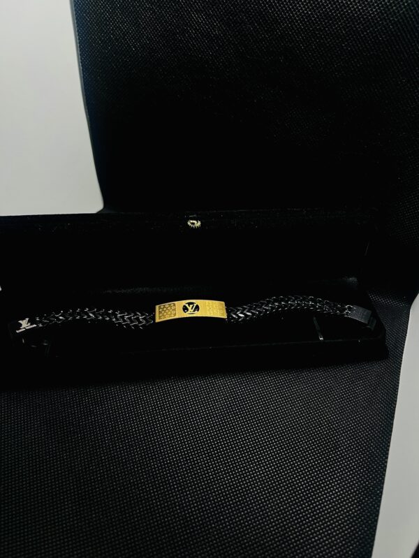 LV Bracelet Golden and Black Woven Chain Design