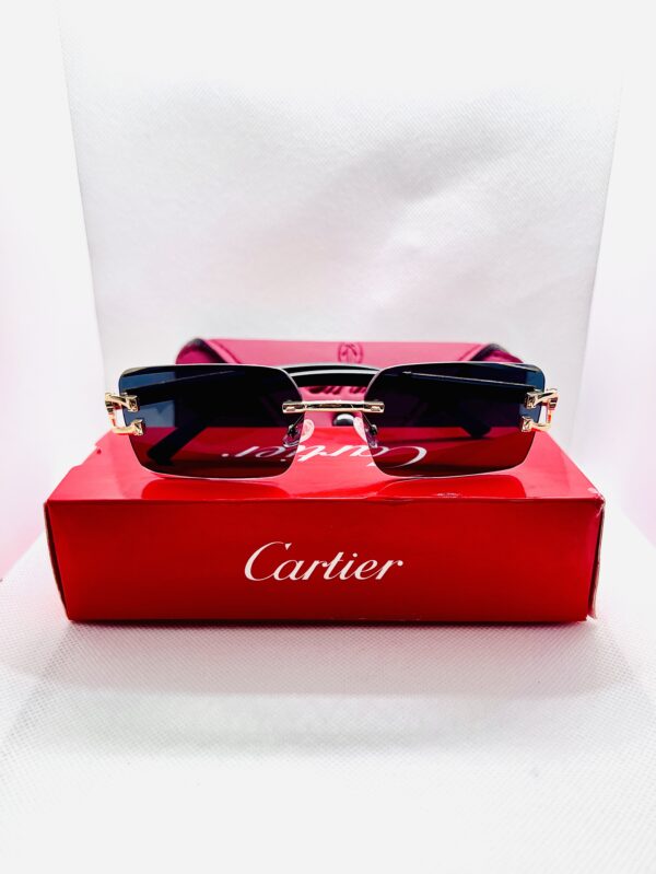 Cartier Signature C de Cartier Rimless Sunglasses Black Double Shade