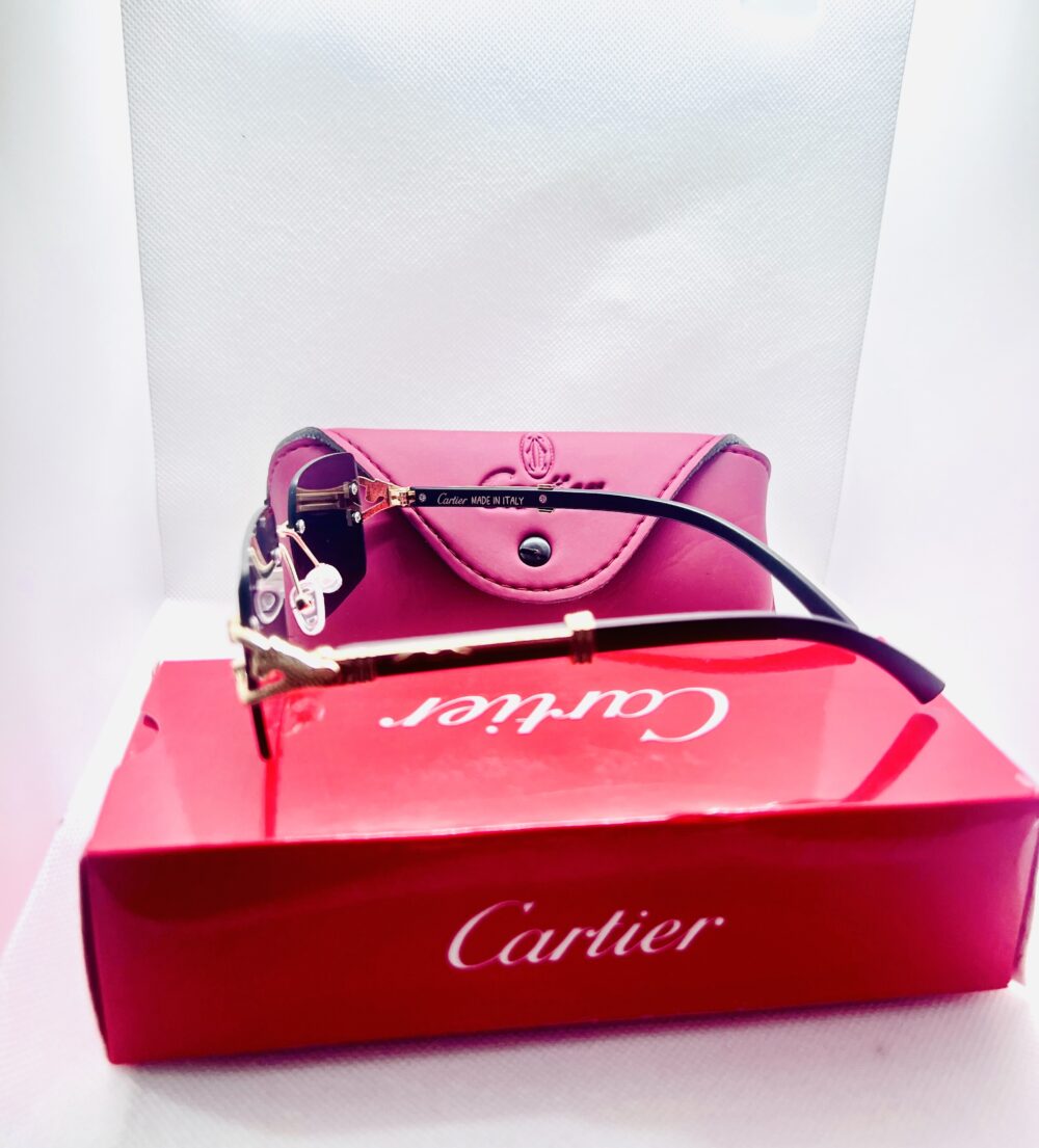Cartier Signature C de Cartier Rimless Sunglasses Black Double Shade - Image 3
